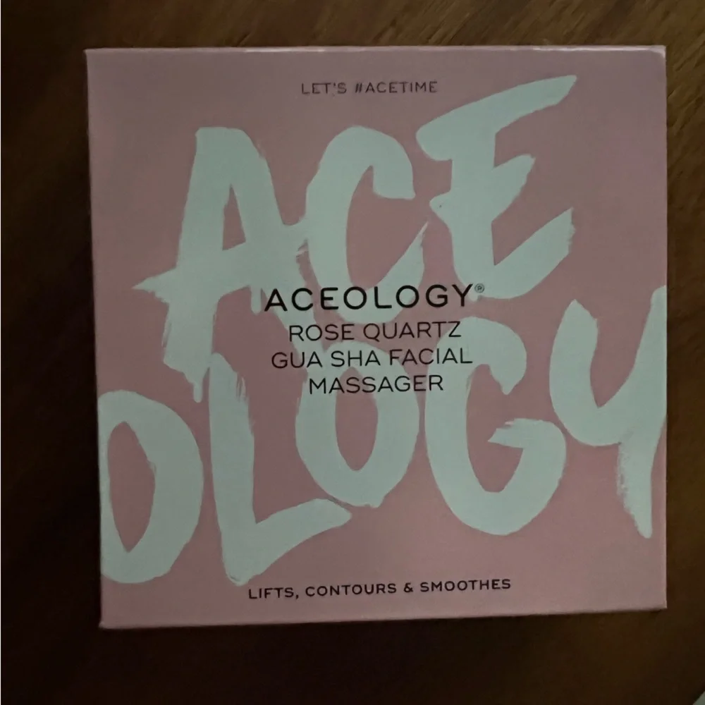 New in Box Aceology Rose Quartz Gua Sha Facial Massager